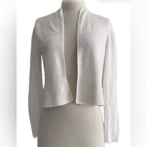 **Eileen Fisher** Elegant White Linen Open Cardigan with side slits